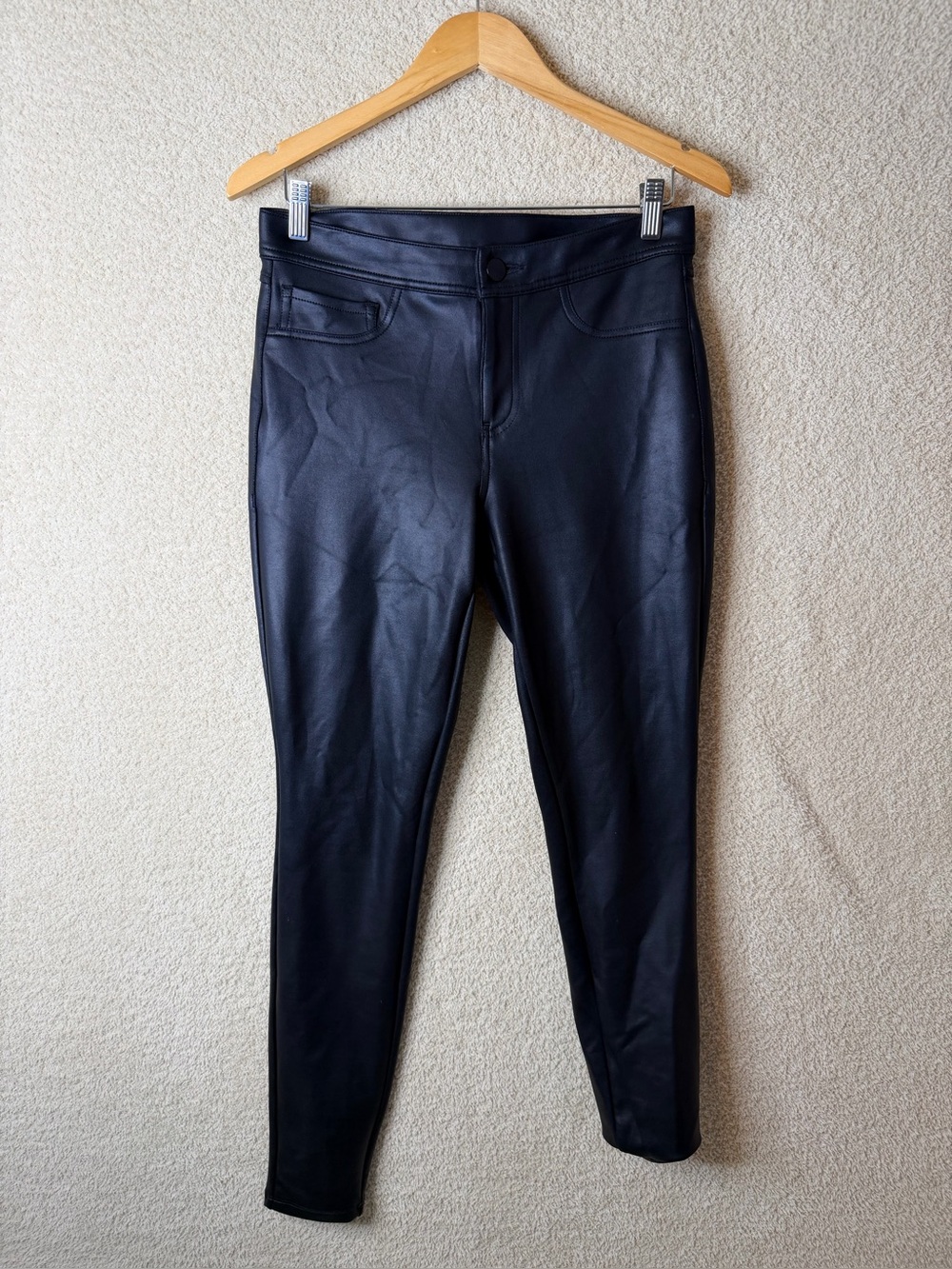 Express Women’s Black Faux Leather Skinny Pants Size 8R